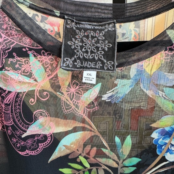 Johnny Was Black Floral Midi Dress - Picture 8 of 12